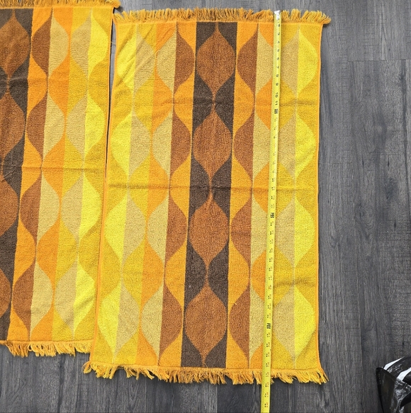 Vintage 70’s Retro Cannon Royal Family 2 Bath Towels Cotton Yellow Brown Orange - Picture 6 of 9